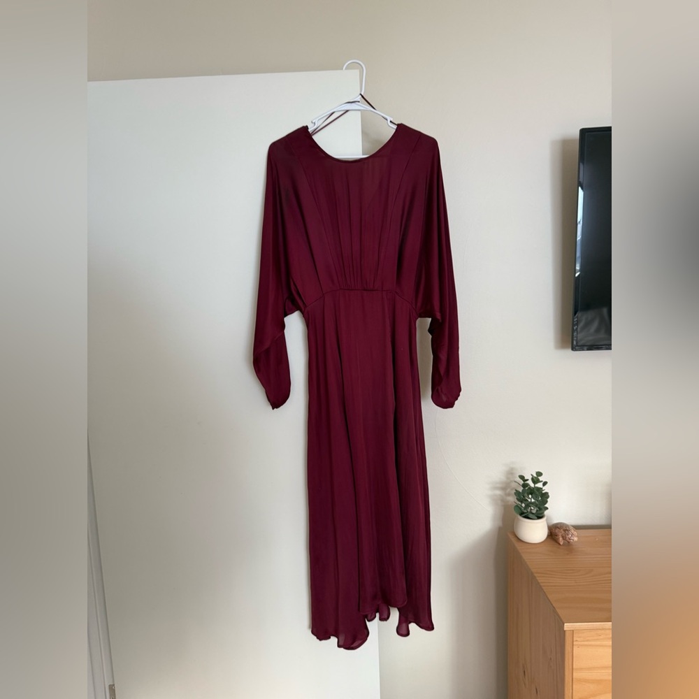 ASTR the Label - Maroon Midi Long Sleeve Dress